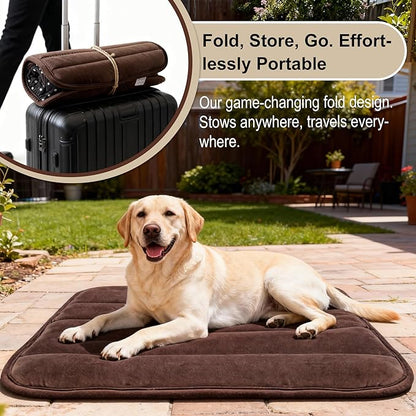 Dog Crate Pad, Ultra Soft & Anti-Slip Kennel Mat, Secure Fit for Metal Crates & Dog Cages, Washable Cozy Bed for Small Medium Large Dogs (Dark Brown, L(34"*20"*1.5"))