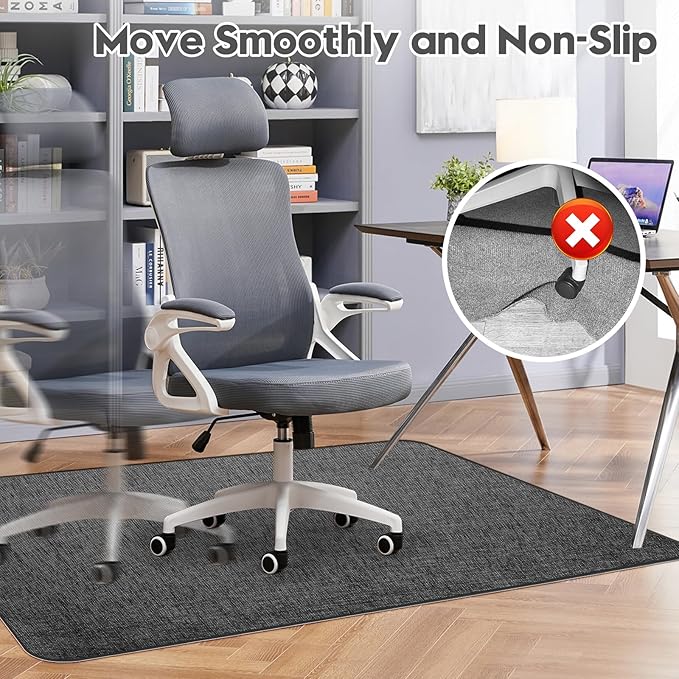 Sycoodeal Office Chair Mat for Hardwood & Tile Floor,Computer Gaming Chair Mat for Rolling Chairs Non-Curve, Anti-Slip, Heavy Duty Floor Protector for Home Office,Dark Black (40" x 48")