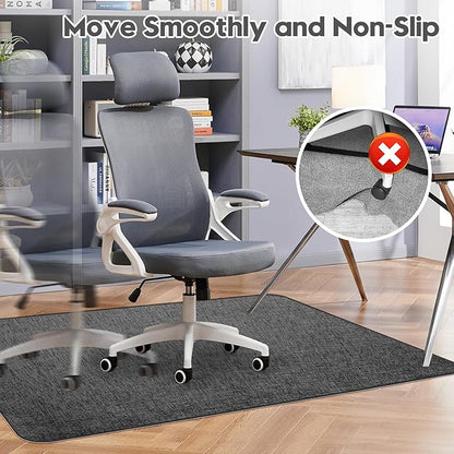 Sycoodeal Office Chair Mat for Hardwood & Tile Floor,Computer Gaming Chair Mat for Rolling Chairs Non-Curve, Anti-Slip, Heavy Duty Floor Protector for Home Office,Black (40" x 48")