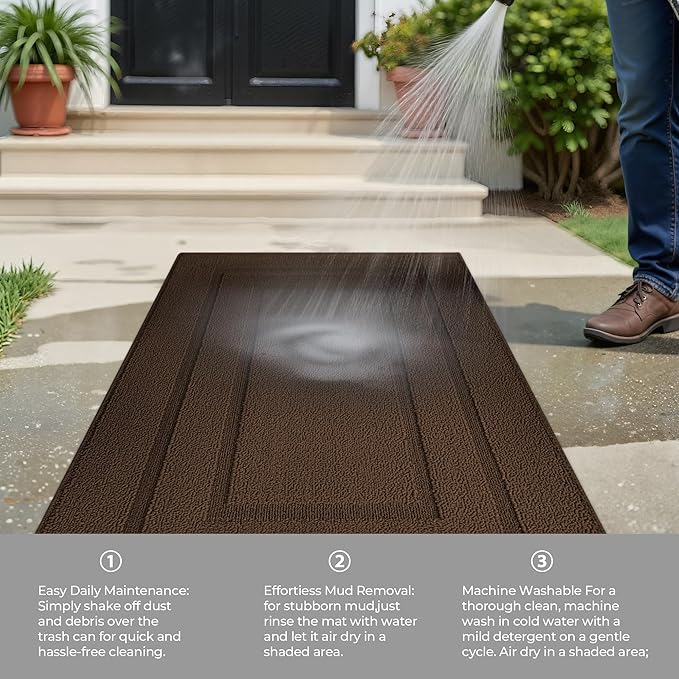 GRANNY SAYS Kitchen Mats for Floor Resist Dirt Kitchen Rugs Non Slip Washable, Small Rug for Sink Laundry Thick Durable Polypropylene Comfort Standing, 32" x 20", Dark Brown
