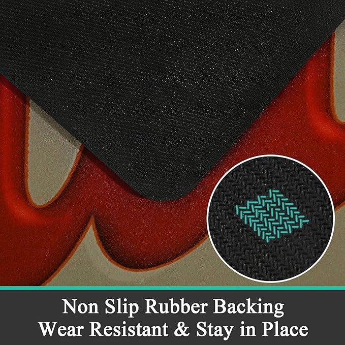 Pauwer Laundry Room Rug Runner 20"x48" Waterproof Rubber Laundry Mat Non Slip Kitchen Mats for Floor Washable Floor Mat Runner Rug for Farmhouse Mudroom Washroom Bathroom Decor