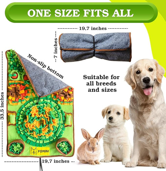 Snuffle Mat for Dogs - 33.5 x 19.7 Pet Food & Dog Feeding Mat – Best Dog Boredom & Enrichment Toys for Large and Medium Smart Dogs – Interactive Snuffle Puzzle Toys for Training & Licking Fun