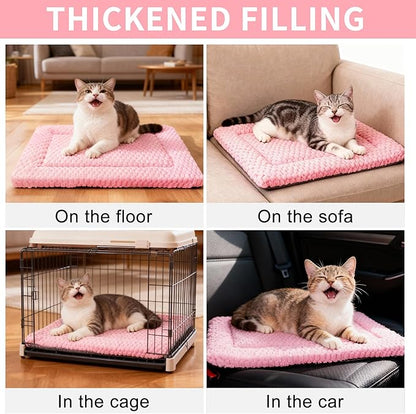 Dog Bed Mat,Reversible & Ultra Soft Kennel Pad-Machine Washable Pet Bed for Dogs & Cats-All-Weather Crate Liner for Crates,Carriers & Travel (Pink, 18" L x 14" W x 1.5" Th)