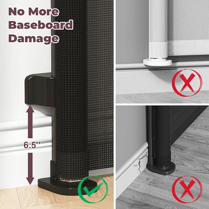 76" Retractable Baby Gates Extra Wide, Mesh Long Dog Gate for Wide Openings, Indoor Outdoor Stair Gate for Doorways Hallways Deck Porch, Child Pet Safety Essentials for Home, Black