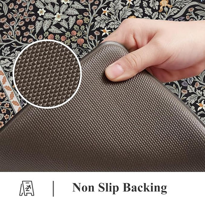 Collive Kitchen Mats Cushioned Anti Fatigue, Waterproof Kitchen Floor Mat Non Slip Desk Rugs Comfort Standing Rug for Sink, Office, Laundry, Home Decor, Black/Mulit