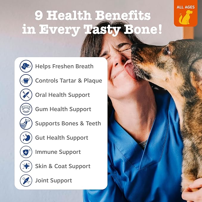 Zesty Paws Dental Bones - Fights Tartar & Plaque - Gum, Teeth & Bone Health - Cinnamon for Dog Breath - Immune, Joint, Gut, Skin & Coat Support - Omega 3 EPA & DHA and Calcium - Medium Dogs - 12 ct