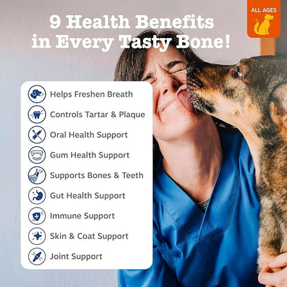 Zesty Paws Dental Bones - Fights Tartar & Plaque - Gum, Teeth & Bone Health - Cinnamon for Dog Breath - Immune, Joint, Gut, Skin & Coat Support - Omega 3 EPA & DHA and Calcium - Medium Dogs - 12 ct