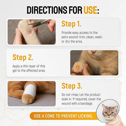 Dog Wound Care with Honey & Colloidal Silver for Scratches & Skin Irritations – Cat & Dog Hot Spot Treatment Gel Works as Honey Rapid Wound Repair for Horses – Suits All Pet Ages & Breeds – 2-Oz Tube