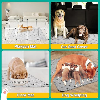 FUWERY Washable Pee Pads for Dogs ,30"X34", Thick Heavy Absorbency Reusable, Prevent Leakage, Non-Slip Pee Pads for Puppy Playpen,Potty Training, Grey, 2 Packs