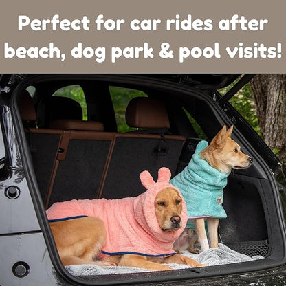 DERPYCHAPPY Premium Dog Towel Robe & Dog Bathrobe for Drying Dogs Made in Korea | Super Absorbent Quick & Adjustable Microfiber Bath Towel for Cats & Puppy Robes After Bath | Soft Warm Coat (Lime,L)
