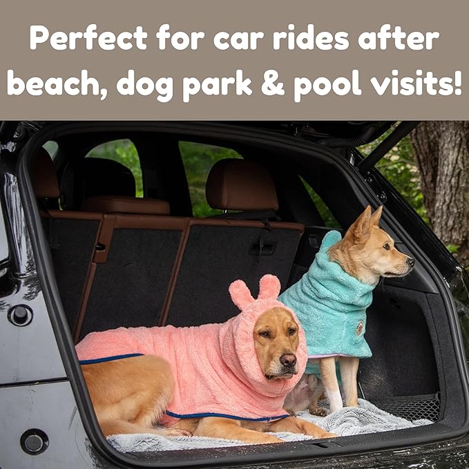DERPYCHAPPY Premium Dog Towel Robe & Dog Bathrobe for Drying Dogs Made in Korea | Super Absorbent Quick & Adjustable Microfiber Bath Towel for Cats & Puppy Robes After Bath | Soft Warm Coat (Mint,XL)