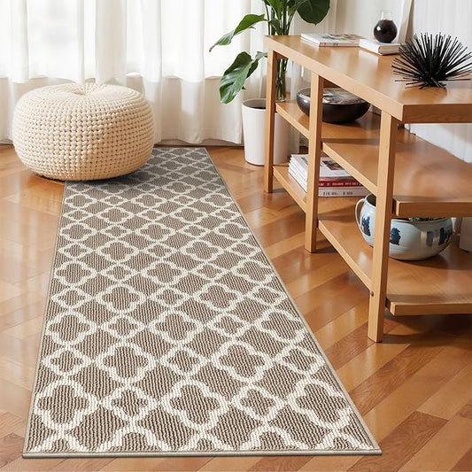 U'Artlines Runner Rug for Hallway 2×6feet Non Slip Kitchen Floor Carpet Runners Beige Geometric Pattern Machine Washable Area Rug for Entryway Bathroom