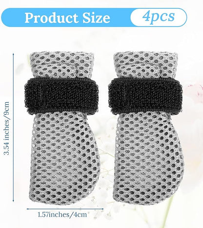 Qianyu 4 Pcs Cat Boots Anti Scratch Mittens Gloves Mesh Cat Claw Protectors Foot Covers Adjustable Breathable Kitten Shoes to Prevent Scratching for Pet Bathing Feeding Cutting Nails Trimming