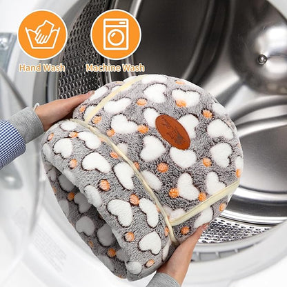 YUEPET Guinea Pig Bed Cuddle Cave Warm Fleece Cozy House Bedding Sleeping Cushion Cage Nest for Small Animal Squirrel Chinchilla Hedgehog Cage Accessories(White Heart
