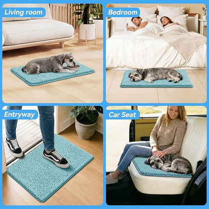 Bcoimo Super Absorbent Dog Door Mat, 30"*20" Anti Slip Mat for Muddy Paws, Pet Rugs for Dirty Paws Washable That Absorbs Moisture and Dirt, for Dog Cage and Pet Resting Carpet