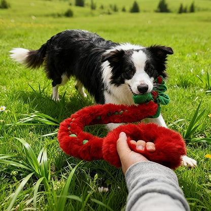 Baba&Nana Braided Fleece Dog Tug Toy, 2026 St. Patrick's Day Gifts for Your Furry Dog Friend, Assorted Colors Tug Rope Toys, Interactive Tug of War Toy for Agility Dogs (Four-Leaf Clover Style)