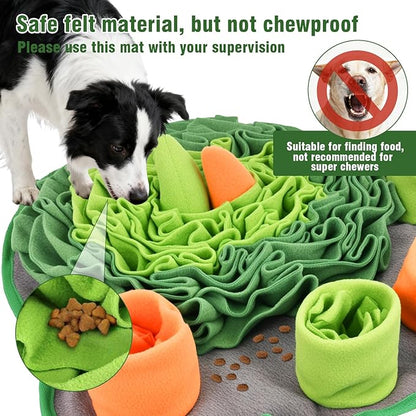 Snuffle Mat for Dogs, 18'' Dog Paw Shape Interactive Dog Puzzle Toy Build-in Squeaker Sniff Mat for Slow Eating Encourages Natural Foraging Skills for All Breeds Indoor & Outdoor Use (Green)