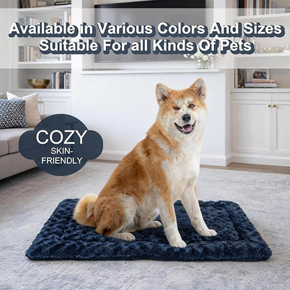 Washable Dog Bed Mat with Anti-Slip Bottom, Deluxe Plush Memory Foam Crate Pad & Waterproof Outdoor Kennel Mat for Dogs & Cats-Durable Crates Beds, Large Medium Small Puppy Size30 x 20",Green