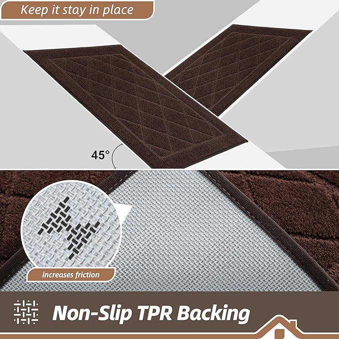 BEQHAUSE Dirt Trapper Door Mat 24" x 36", Doormat Non-Slip Entryway Rugs Washable, Dog Door Mat Stain Resistant and Absorbent Welcome Floor Mat for Front Back Door, Mud Wet Shoes & Paws, Brown
