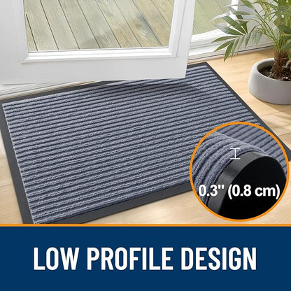 OLANLY Front Door Mat Indoor Outdoor Entrance, Waterproof Heavy Duty Doormat, Fade Resistant, Low Profile, Easy Clean Patio Porch Welcome Floor Mats for Entry, 59x20, Ash Grey
