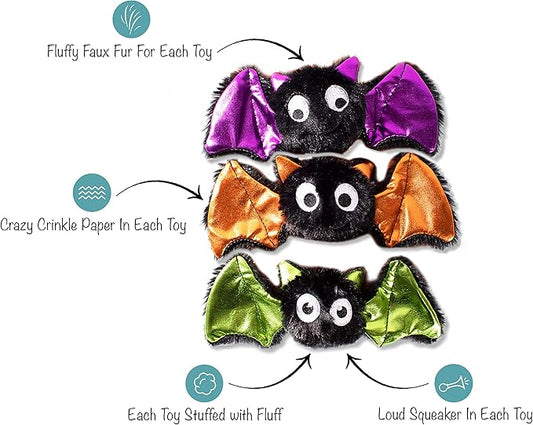 Fringe Studio Mini Dog Toy Set, Bats Bats Bats, Set of 3 (289453)