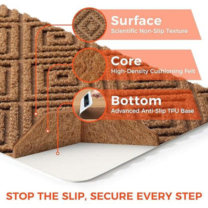BAGAIL 15 Pack Non-Slip Stair Treads for Wooden Steps, 8"x30" Peel and Stick Carpet Stair Runners, Machine Washable Indoor Step Covers with No-Residue Adhesive for Dogs, Kids & Elderly - Brown