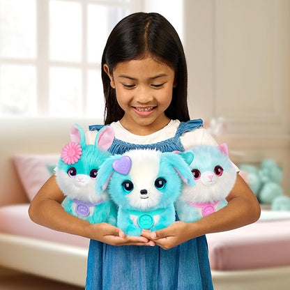 SCRUFFALUVS Blue Surprise Pet, Mystery Plush Toys, Stuffed Animals, Wash to Reveal 1 of 3 Rescue Surprise Toy Pets: Puppy, Bunny, or Kitty - Includes 8.7" Deluxe Carrier - Styles May Vary
