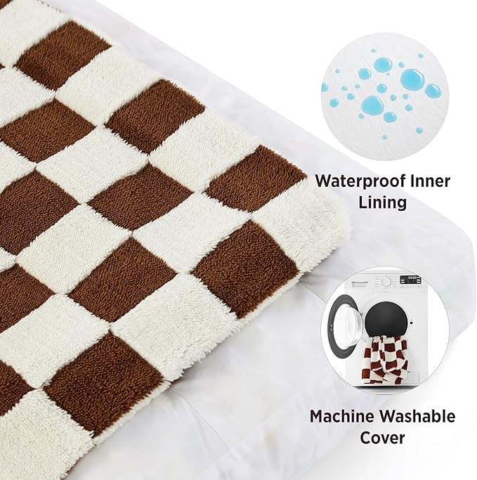 LE SURE Extra Large Dog Bed-Thick Shredded Chopped Foam Pet Bed as Gift for Indoor with Removable Cover, Cute Modern Fuzzy Plush & Anti Slip Bottom, Brown