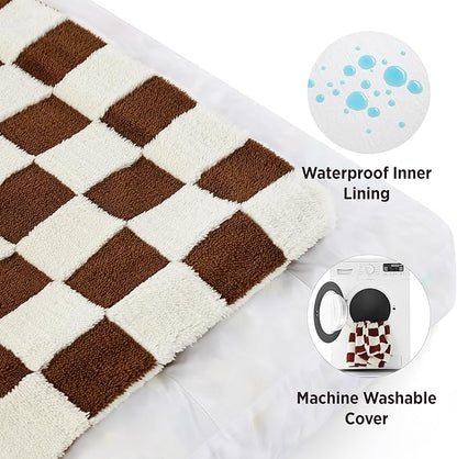 LE SURE Extra Large Dog Bed-Thick Shredded Chopped Foam Pet Bed as Gift for Indoor with Removable Cover, Cute Modern Fuzzy Plush & Anti Slip Bottom, Brown