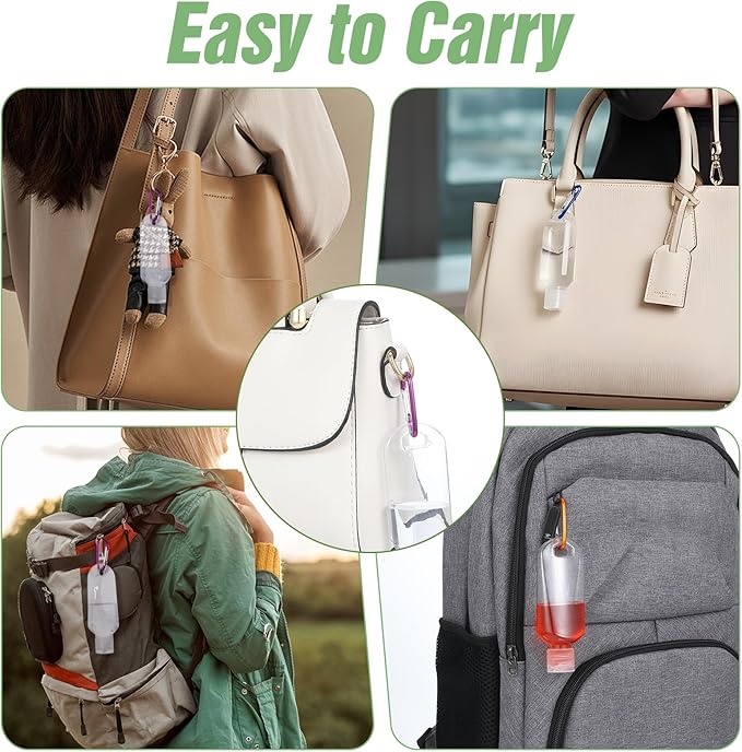 6Pcs PET Plastic Travel Bottle with Keychain, Portable Empty Plastic Bottles for Shampoo, Wash Liquid(50ML)