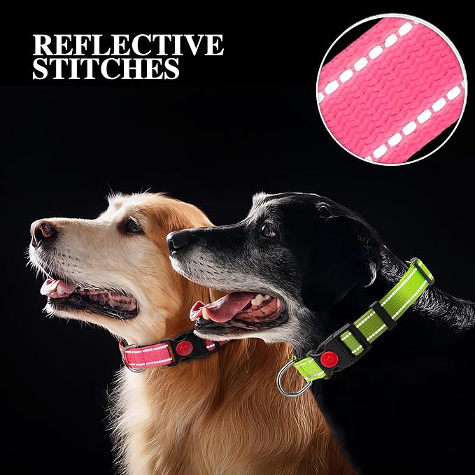 2 Pack Reflective Dog Collars for Medium Large and Small Breed Dogs Male Female,Padded Soft Durable Nylon Neoprene Collar for Puppy Dogs Girl Boy with Quick Release Safety Buckle,Purple,Teal,XS