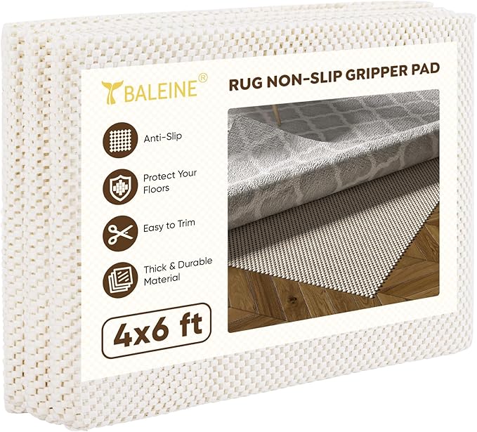 BALEINE Non Slip Rug Pad Rug Gripper for Hardwood Floors, Extra Thick Non Slip Mat Under Carpet (4'x6')