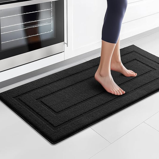 GRANNY SAYS Kitchen Mats for Floor, 47 x 20, Kitchen Rugs Non Slip Washable, Thick Floor mats for Kitchen, Laundry, Kitchen Carpet Non Skid, Black