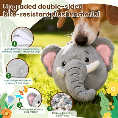 Interactive Dog Toys, Self Moving Dog Toy to Keep Them Busy, Electronic Vibrating Dogs Toy/Squeaky Bouncing Ball for Small Medium Large Dogs with Jumping Music Talking Silent Mode (Elephant)