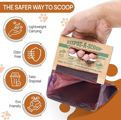 Dispoz-A-Scoop® 8 Pack"Scoop-Seal-Dispose” Dog Pooper Scooper with Bag Attachment, No-Touch Pooper Scoopers Solution, Portable Pooper Scooper for Dogs Large and Small, Dog Poop Scooper for Yard Walk