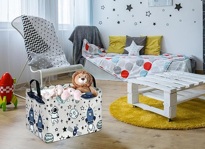 Rec Spaceman Print Box Hamper Storage Basket Collapsible Organizer Bin Gift Shelf Baskets for Home and Kitchen Storage