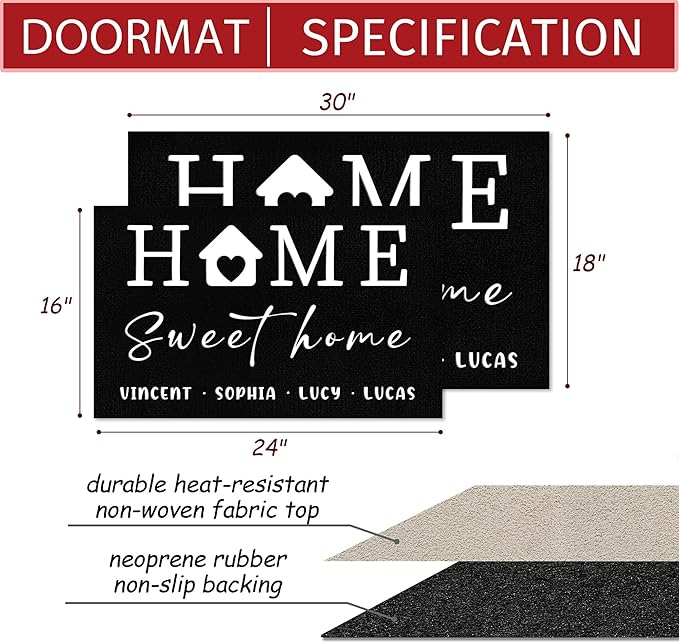 Custom Doormat with Family Name - Personalized Entryway Door Mat Front Door Mat for Outdoor Decor Entrance Mat Housewarming Gift with Anti-Slip Backing Design14