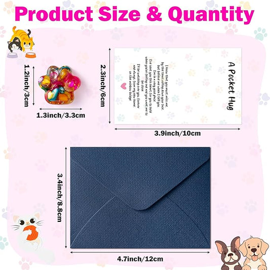 Loss Of Pet Sympathy Gift - Colorful Mini Paw Pocket Hug with Memorial Card Envelope Remembrance Bereavement Gift for Loss of Dog Cat Sympathy Favor Kid Adult Pet Lover Stress Relief Toy