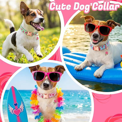 3 Pack Floral Dog Collars for Small Dogs Rose Flower Dog Collars with Pendant for Girl Female Dogs Cute Puppy Pet Collar
