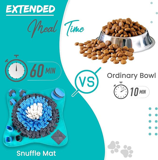 25" Dog Snuffle Mat - Interactive Dog Puzzle Toys for Enrichment - Large Slow Feeder Foraging Mat for Brain Games & Nosework Training - Washable Pet Sniff Mat with Easy to Carry Handle