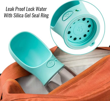 Dog Water Bottle, Leak Proof Portable Pet Water Bottles for Dogs, Puppy Water Dispenser with Drinking Feeder for Travel (Teal 12oz)