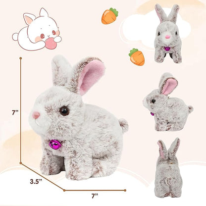 Easfan Bunny Pink Plush Toy Jumping Spotted Rabbit Talking Hopping Ears Nose Moving Educational Plush Toy Singing Shaking Glowing Interactive Toy Electric for Toddlers Kids