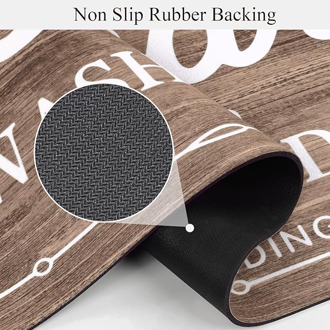 Pauwer Laundry Room Rug Runner 20"x60" Waterproof Rubber Laundry Mat Non Slip Kitchen Mats for Floor Washable Floor Mat Runner Rug for Farmhouse Mudroom Washroom Bathroom Decor