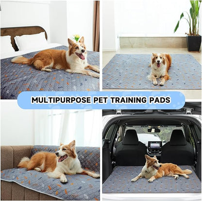 Sunheir Washable Pee Pads for Dogs Extra Large 48" x 60" 2-Pack, Reusable Puppy Pads Pet Training Pads for Dog Playpen Indoor, Waterproof Dog Pee Pads for Puppy Playpen, Whelping Pad - Light Grey