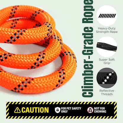 Dog Seat Belt for Car | Universal Pet Car Seatbelt with Reflective Climbing Rope, Aviation Aluminum Carabiner with 360° Swivel & Auto-Lock, Secure Safety Restraint (Sunset Orange 360°)