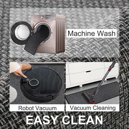 Kitchen Mat Set of 2 PCS, Cushioned Non Slip Rugs for Kitchen Floor, Absorbent Runner Comfort Standing Mats Washable for Kitchen, Office, Home, (Black, 17.3"x47"+17.3"x71")