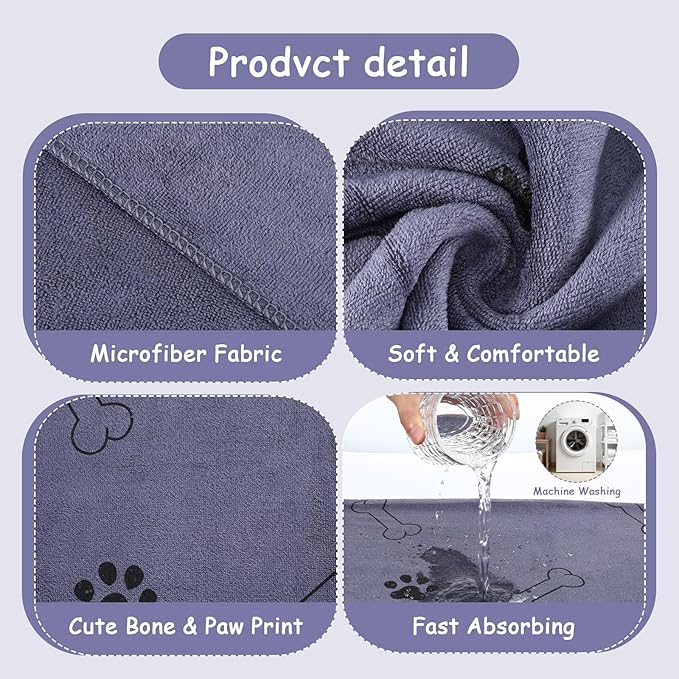 5PCS Microfiber Dog Towels for Drying Dog, 39'' X 23.6'' Pet Towel, Super Absorbent and Soft Pet Grooming Dogs Paw Towel, Fast-Drying Towels Shower Bath Supplies for Large Medium Small Dogs