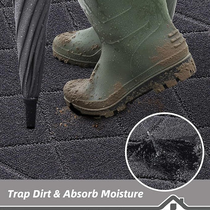 BEQHAUSE Dirt Trapper Door Mat 32" x 72", Doormat Non-Slip Entryway Rugs Washable, Dog Door Mat Stain Resistant and Absorbent Welcome Floor Mat for Front Back Door, Mud Wet Shoes & Paws, Dark Grey