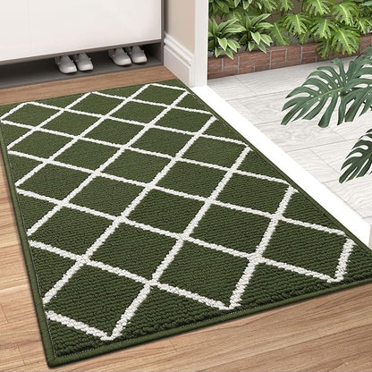 Finchitty Indoor Door Mat, Dirt Resistant and Absorbent, Low-Profile, Non-Slip, Washable Inside Floor Mats for Front Door, Back, and Entrance, 32" x 20", Green