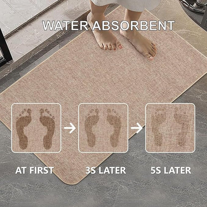 Indoor Door Mat, 1/10 in Ultra Thin Door Mat, Non-Slip Natural Rubber Backing Inside Doormat, Washable, Low-Profile Entrayway Mats, Durable Dirt Trapper for Various Entrance, 35''X24'', Khaki